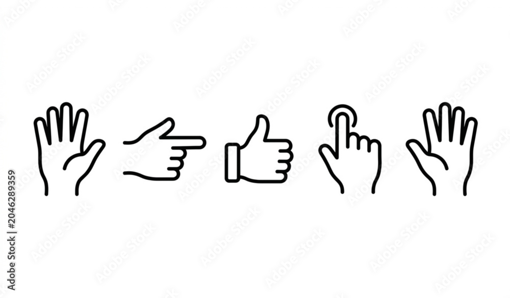 Fototapeta premium Hand Gesture Icon Set Vector Illustration