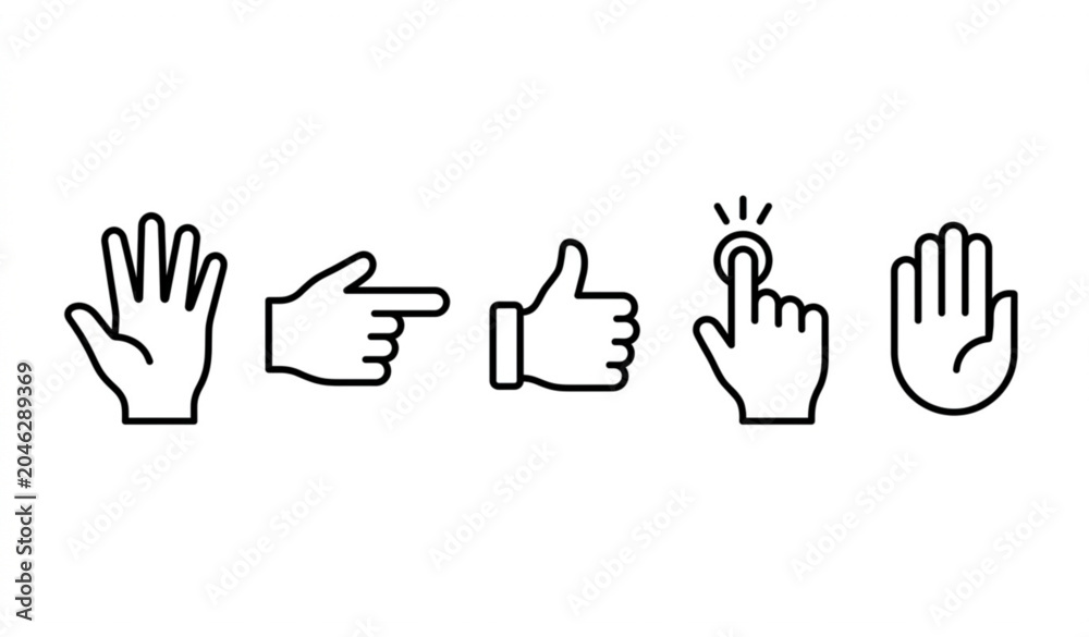 Fototapeta premium Hand Gesture Icon Set Vector Illustration