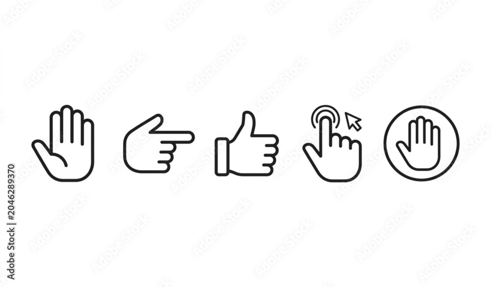 Fototapeta premium Hand Gesture Icon Set Vector Illustration