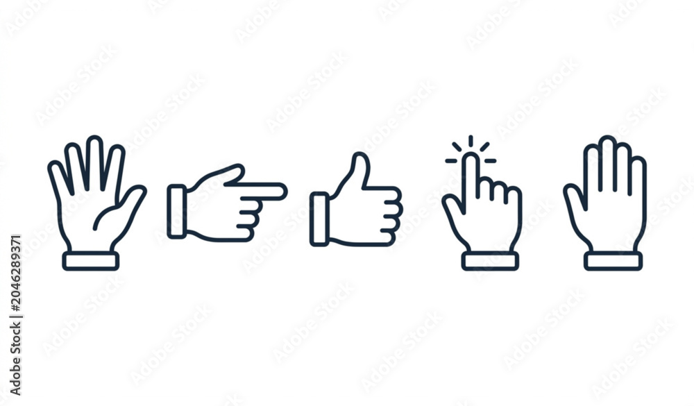 Obraz premium Hand Gesture Icon Set Vector Illustration