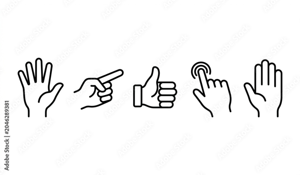 Obraz premium Hand Gesture Icon Set Vector Illustration