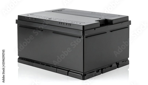 A black rectangular object with a flat top and bottom