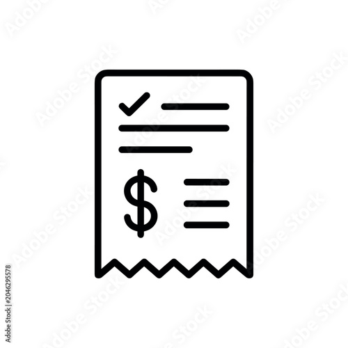 Professional invoice document icon with dollar sign symbol for financial accounting business use