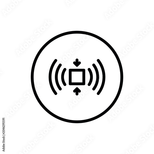 Wireless signal icon with central square and radiating waves for network connectivity concepts