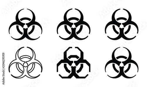Bild auf Leinwand Biohazard Symbols Collection, Danger Warning Icons, Biological Hazard Signs, Vec