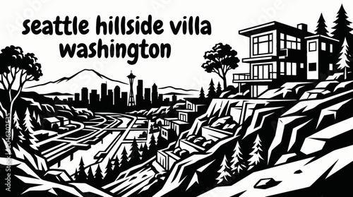 Tableau sur toile seattle hillside american villa luxury residence architecture estate residential