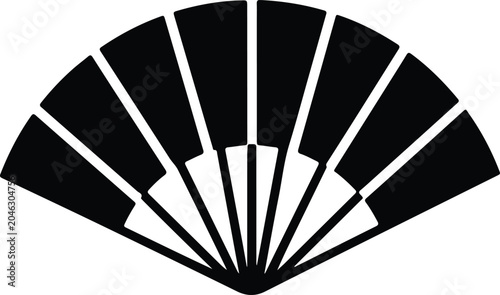 Silhouette vector hand fan showing traditional Japanese style folding accessory design