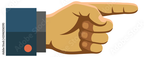 Foto Cartoon hand with pointer finger pointing right in suit sleeve cuff
