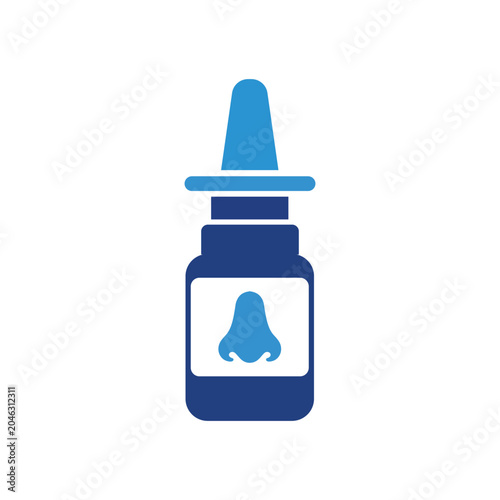 Nasal Spray Icon Design Two tone Blue Vector Illustration On White Background