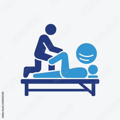 Physiotherapy Session Icon Design Two tone Blue Flat Vector Illustration