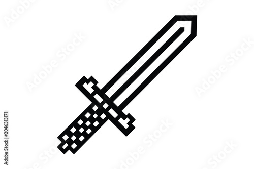 Tableau sur toile Enchanted Pixel Art Sword Silhouette Vector for Fantasy Games and Retro RPG UI D