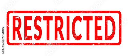 Fotografía Red restricted grunge rubber stamp seal icon isolated transparent background