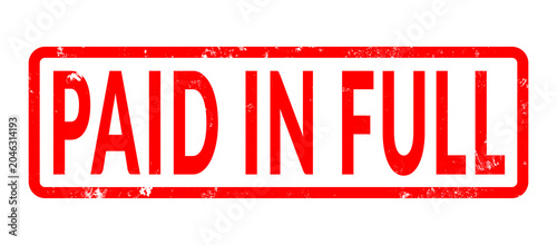 Red paid in full grunge rubber stamp seal icon isolated transparent background