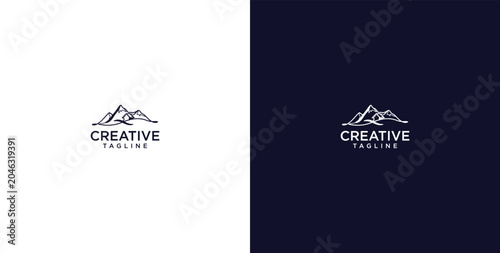 Tableau sur toile Minimalist mountain range logo design for creative businesses and adventure bran