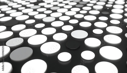 A black and white pattern of numerous circles of varying sizes