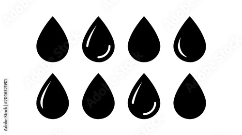 Bild auf Leinwand Water Drop Silhouette Collection Representing Purity, Fluidity, and Environmenta