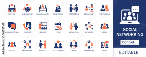 Foto Social networking and community management icon set