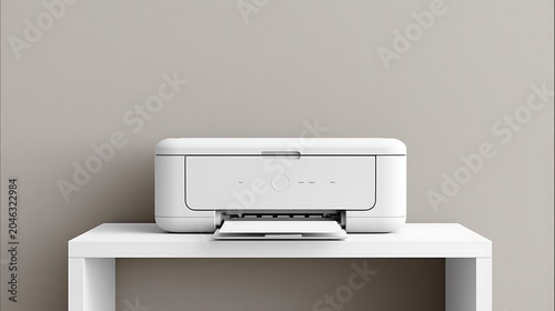 Modern white home office printer on a white table