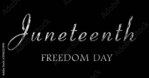 Juneteenth Freedom Day Mettalic golden cinema styled motion graphic. Pan African concept. Film opener intro outro inspired animation. Juneteenth text animation lettering. Shiny event promotions asset.