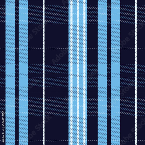 Navy white tartan plaid seamless fabric texture background for textile design