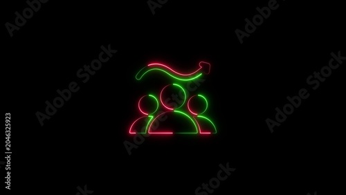Neon image growth chart above people symbol with business improvement strategy development management corporate