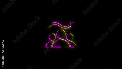 Neon image group people icon symbol with community business illustration abstract creative