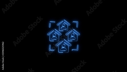Neon image real estate houses icon with building property architecture residential abstract structure business