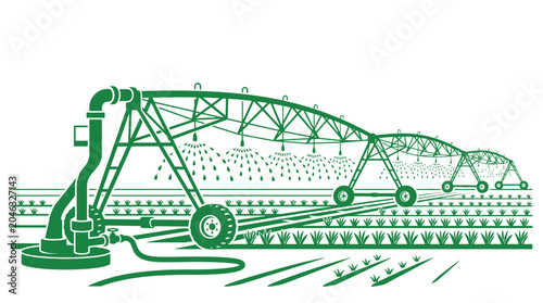 Bild auf Leinwand Agricultural center pivot irrigation system in field.