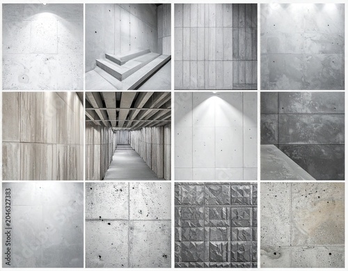 Collage of Concrete Textures and Architectural Details.