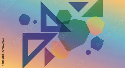 Abstract Geometric Shapes Composition with Soft Pastel Gradient Background