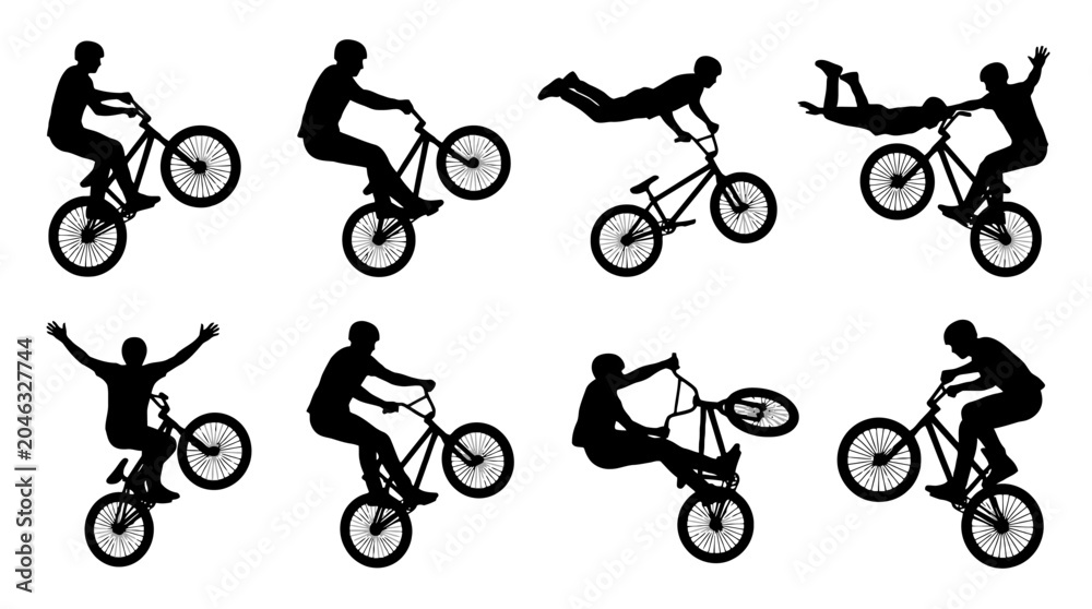 Obraz premium Silhouette illustrations of people riding bicycles.