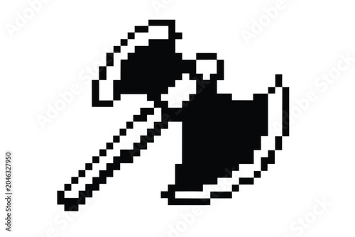 Bild auf Leinwand Simple black axe icon, rendered with pixelation effect