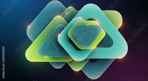 Abstract Geometric Shapes with Glowing Edges and Soft Depth