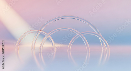 Abstract Glass Arches with Soft Pastel Gradient Lighting