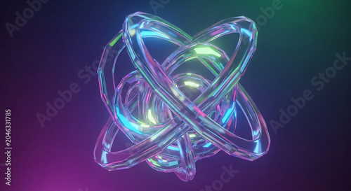 Abstract Glass Rings with Iridescent Reflections