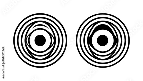 Foto Abstract Optical Illusion Circles, Psychedelic Swirl Patterns, Retro Op Art Grap