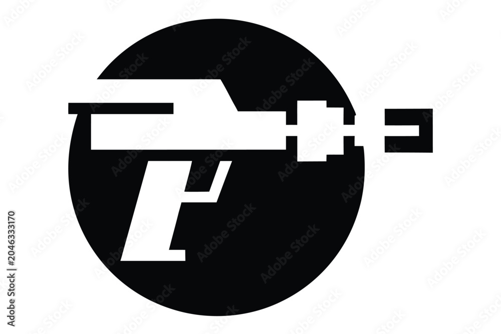 Fototapeta premium Pixel Art Flamethrower Silhouette Vector Icon - Military Weapon Graphic