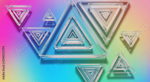 Abstract Glass Triangles on Gradient Rainbow Background