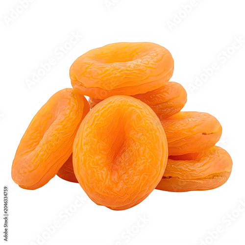 Dried apricots stacked isolated on transparent background