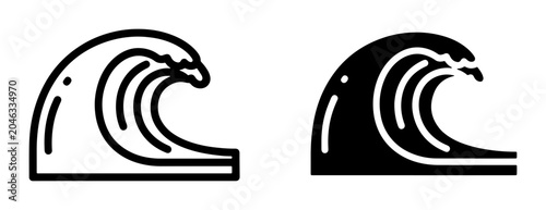 Foto Ocean Wave Icons, Nautical Symbols, Sea Swell Vector Art, Coastal Design Element