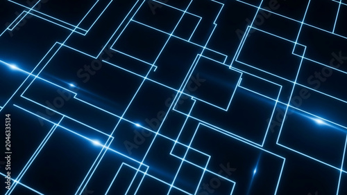 Abstract Glowing Blue Digital Grid Lines Background