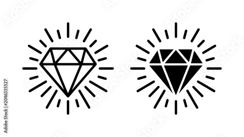 Photos Sparkling Diamond Icons, Gemstone Graphics, Luxury Jewel Symbols, Precious Stone