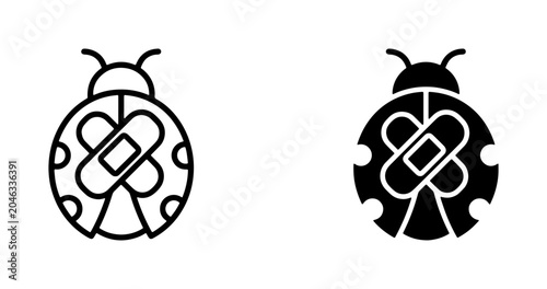 Tablou pe pânză Ladybug Icon Set, Insect Vector Graphics, Medical Bandage Symbol, Cute Bug Art,