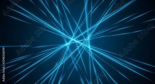Abstract Glowing Blue Laser Light Beams Background