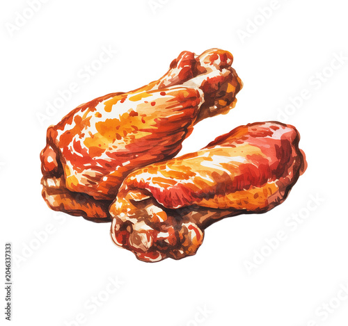 Two juicy grilled chicken thighs  isolated on a transparent background.