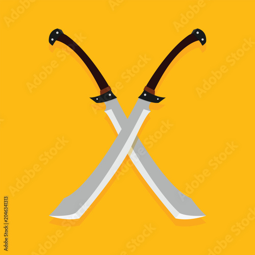Schilderij op canvas Background design icon for sword weapon. Zombie cleaver sword