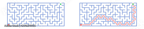 Fotografía Simple maze design with solution path in red and blue lines