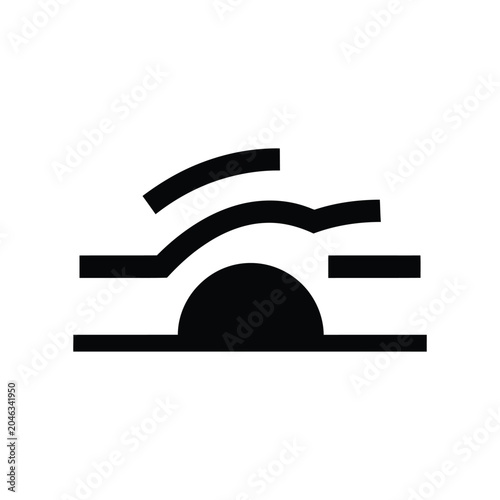 Abstract black depicting a stylized bridge or archway over a semi-circle, representing infrastructure, construction, architecture, engineering, and crossing points on a white background