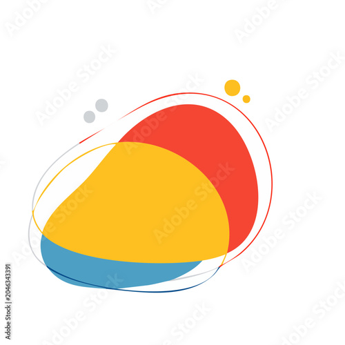 Abstract colorful shapes with lines on white background