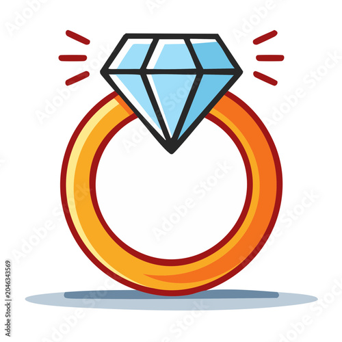 Flat design icon of a diamond ring